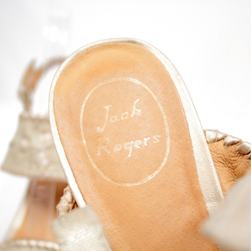 Jack Rogers Vanessa Leather Sandals Signature Gold & Beige, Sz 10 - Picture 7 of 10